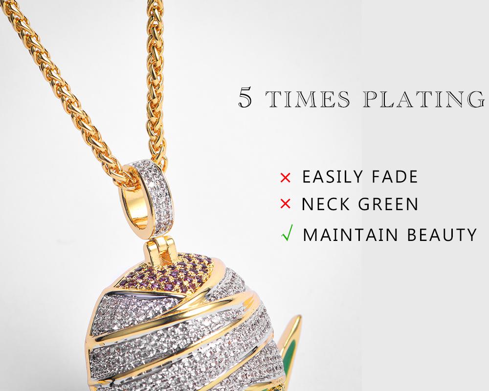 14K Gold Iced Piccolo Pendant - Jeupeter