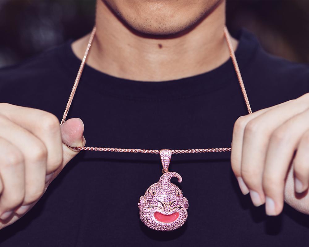 Rose Gold Iced Majin Buu Pendant - Jeupeter