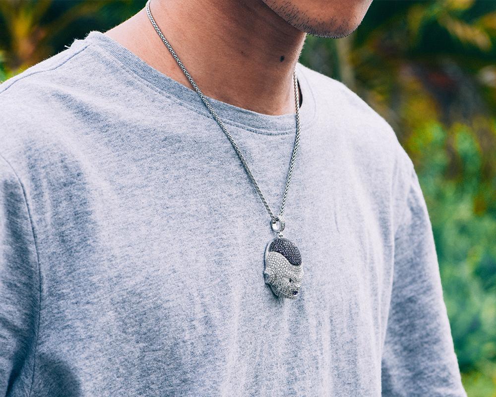 White Gold Iced Frieza Pendant - Jeupeter
