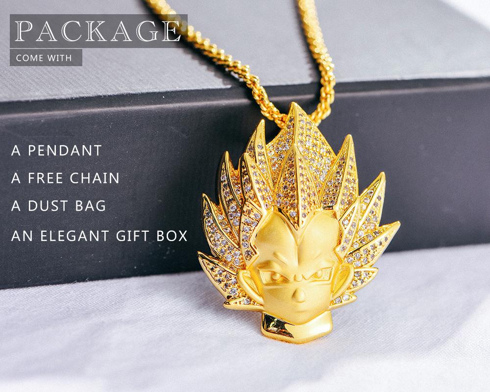 14K Gold Iced Vegeta Pendant - Jeupeter