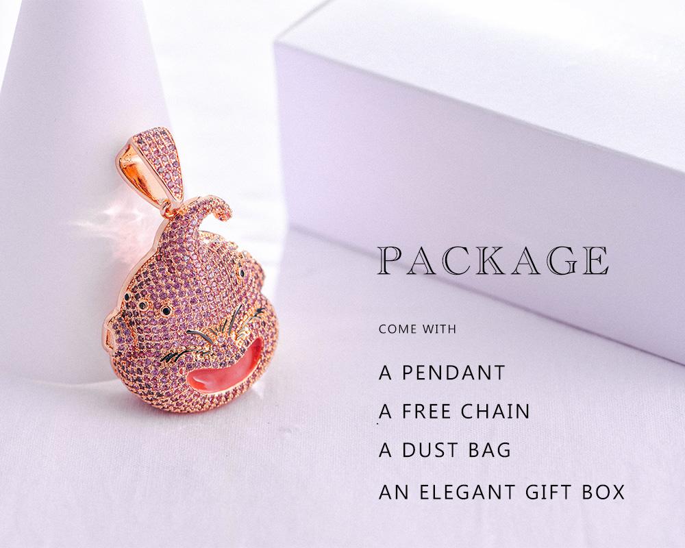 Rose Gold Iced Majin Buu Pendant - Jeupeter