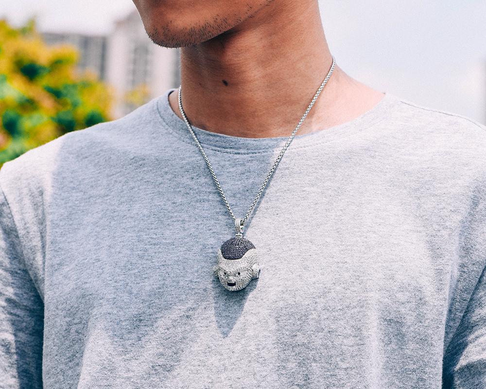 White Gold Iced Frieza Pendant - Jeupeter