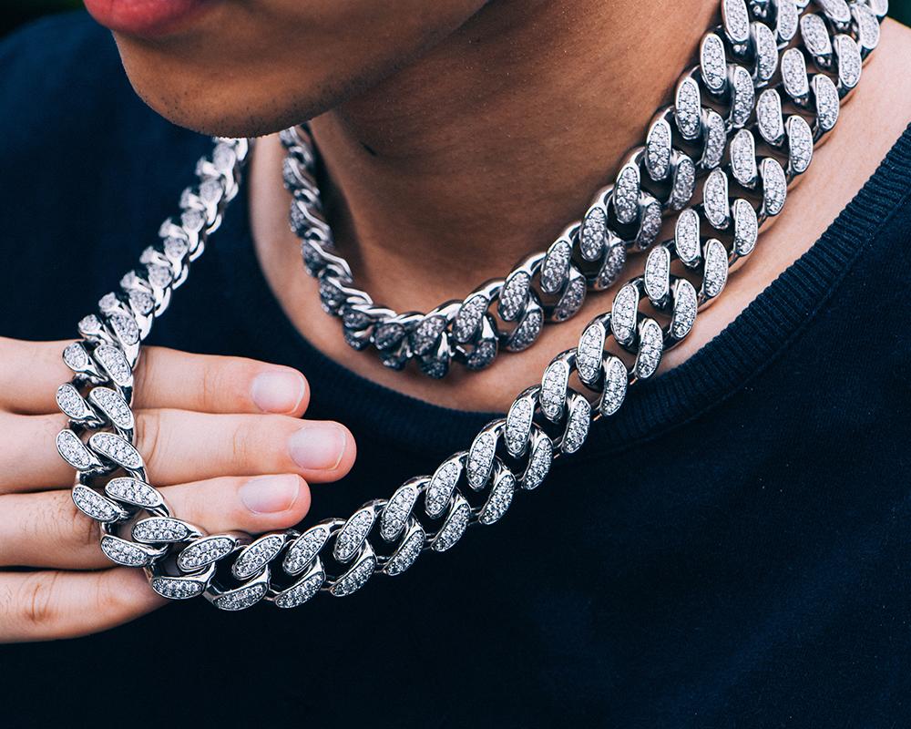 19mm White Gold Iced Cuban Chain - Jeupeter