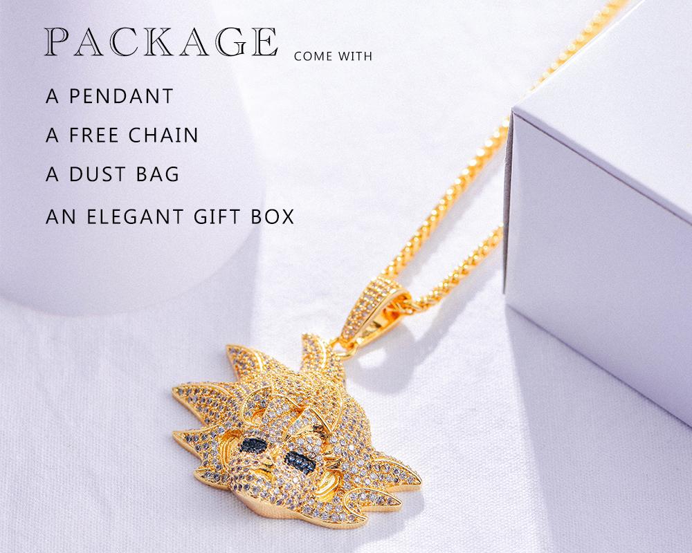 14K Gold Iced Goku Pendant - Jeupeter