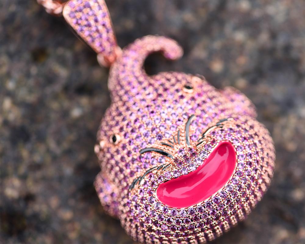 Rose Gold Iced Majin Buu Pendant - Jeupeter
