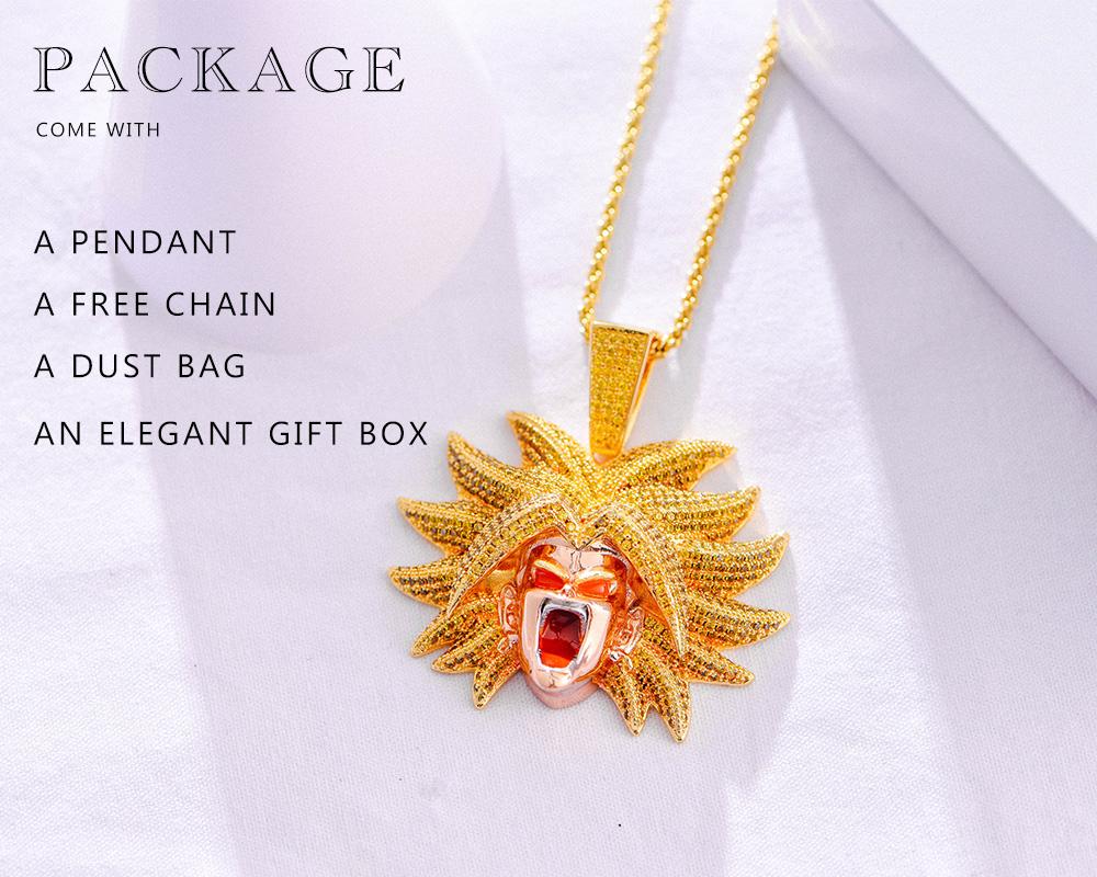 14K Gold Iced Broly Pendant - Jeupeter