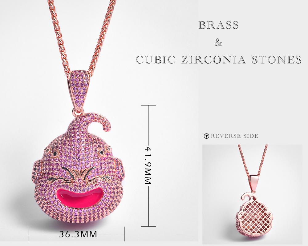 Rose Gold Iced Majin Buu Pendant - Jeupeter