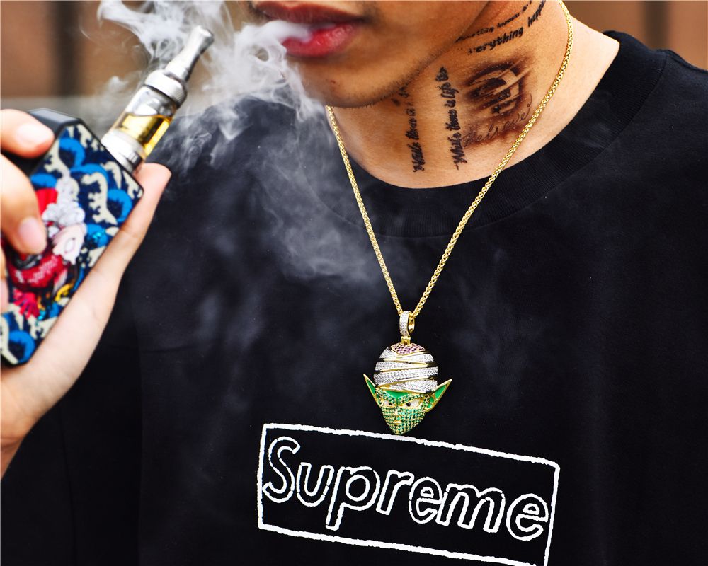 14K Gold Iced Piccolo Pendant - Jeupeter