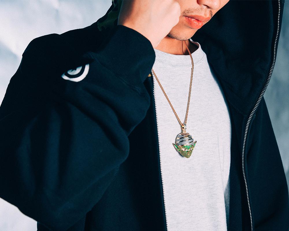14K Gold Iced Piccolo Pendant - Jeupeter