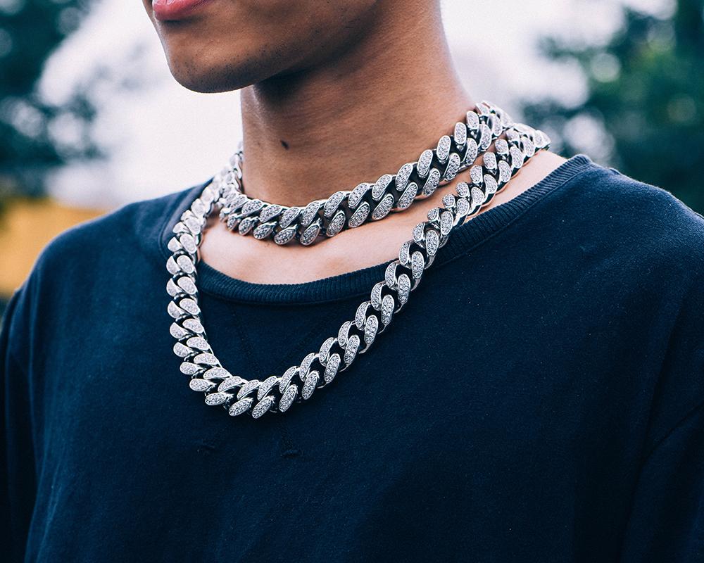 19mm White Gold Iced Cuban Chain - Jeupeter