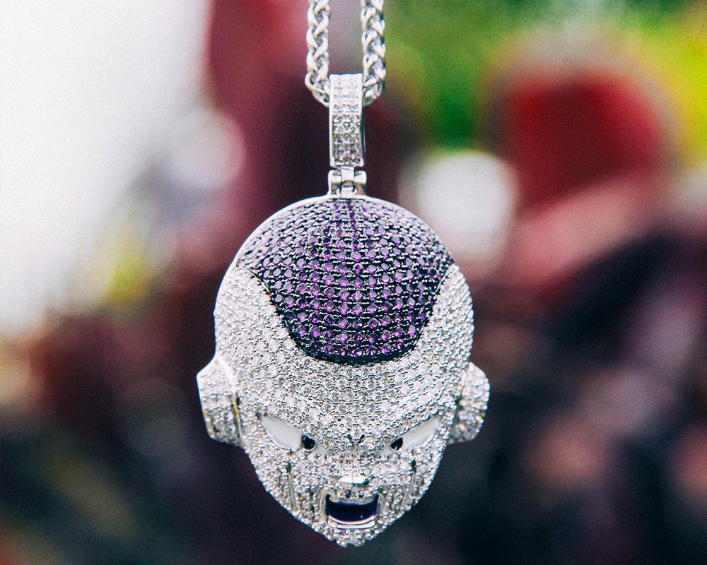 White Gold Iced Frieza Pendant - Jeupeter