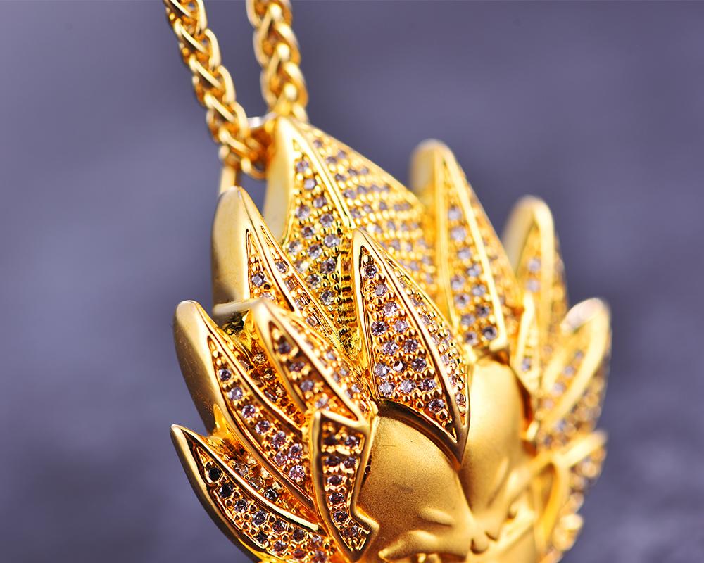 14K Gold Iced Vegeta Pendant - Jeupeter