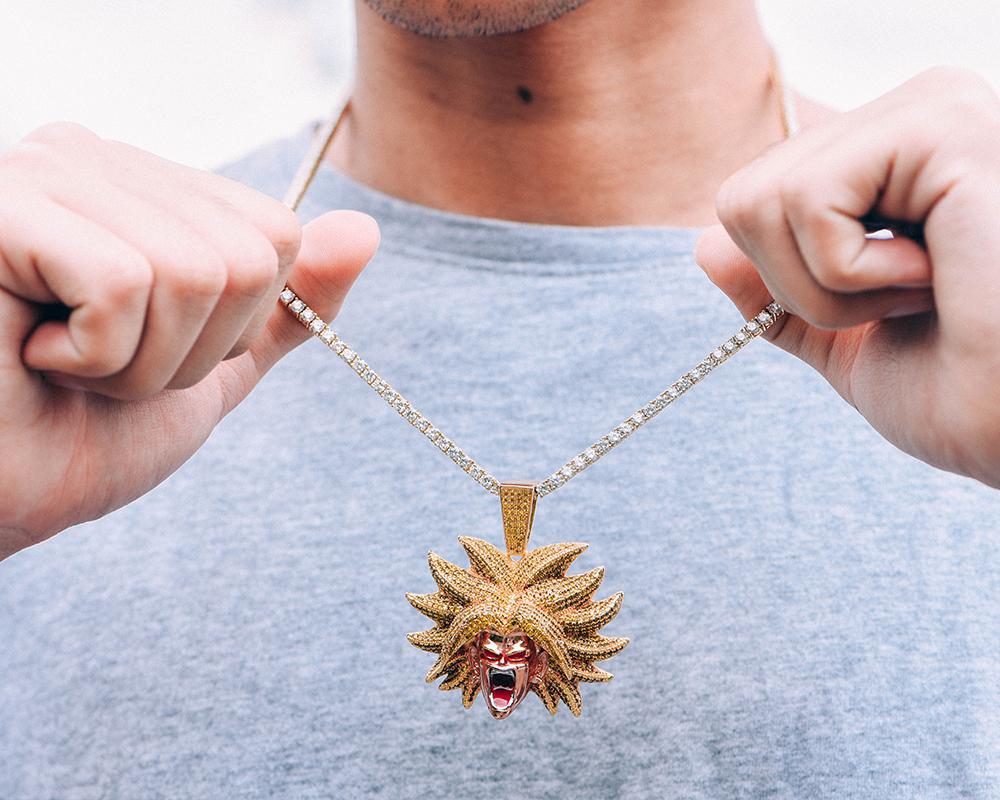 14K Gold Iced Broly Pendant - Jeupeter