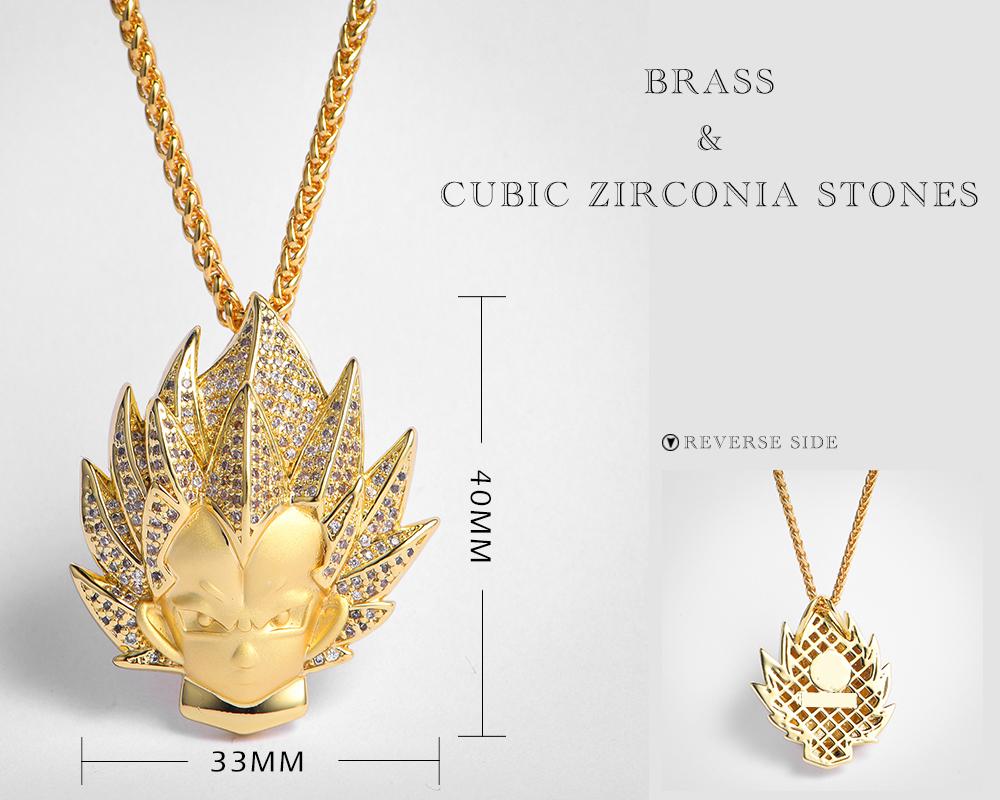 14K Gold Iced Vegeta Pendant - Jeupeter