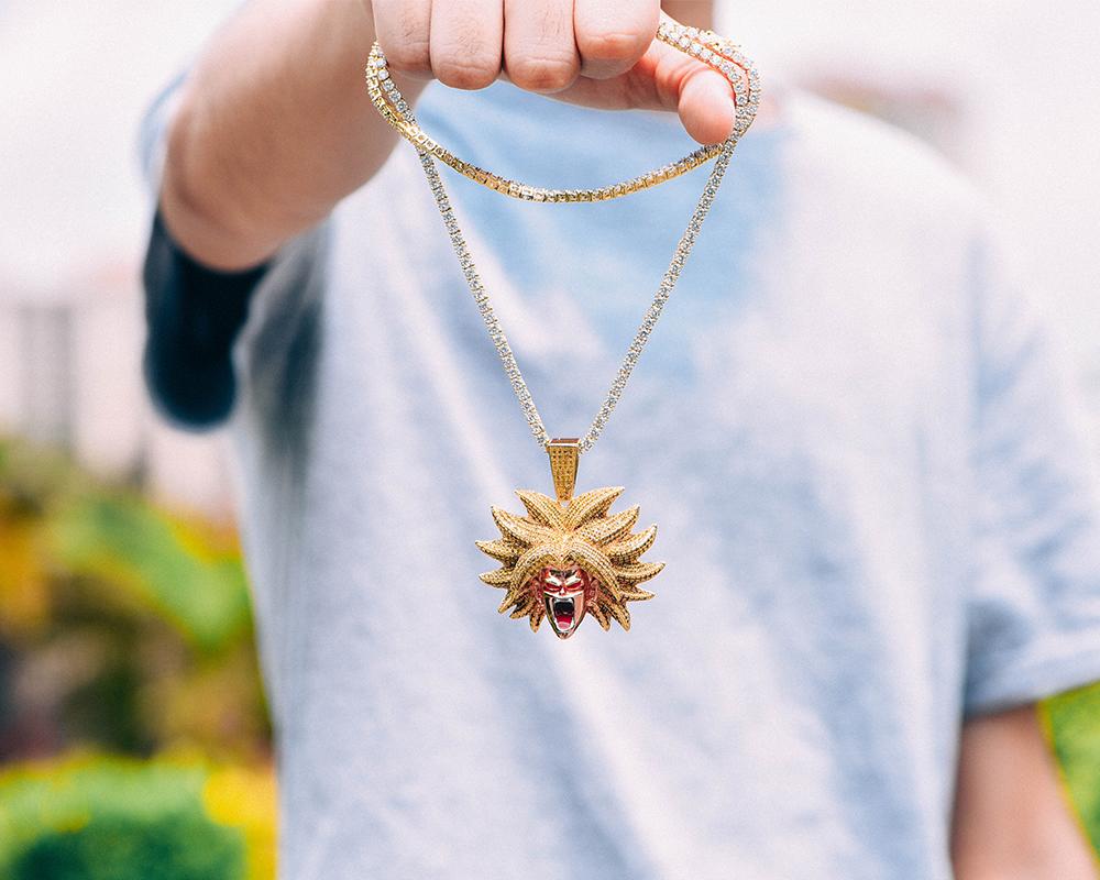 14K Gold Iced Broly Pendant - Jeupeter