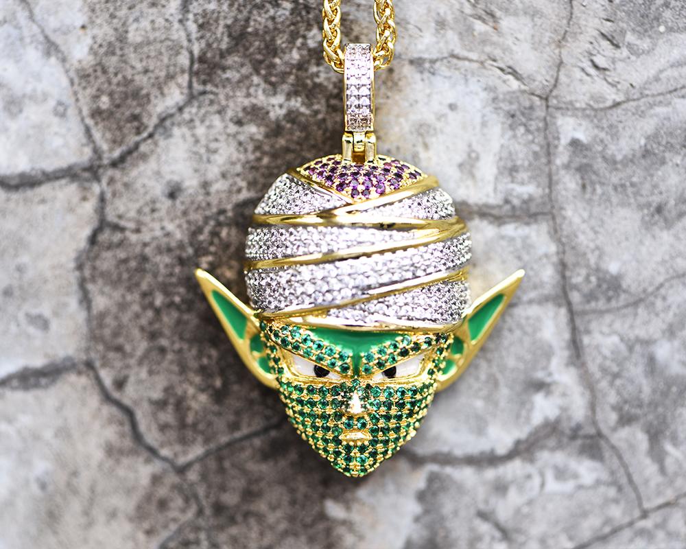 14K Gold Iced Piccolo Pendant - Jeupeter