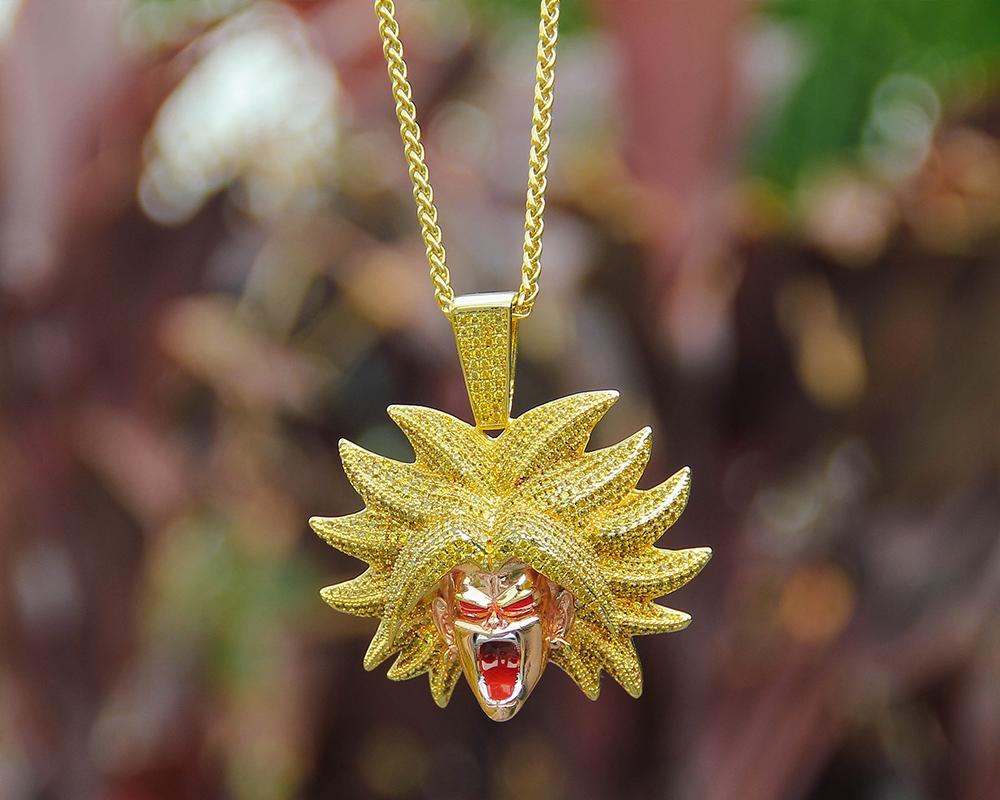 14K Gold Iced Broly Pendant - Jeupeter