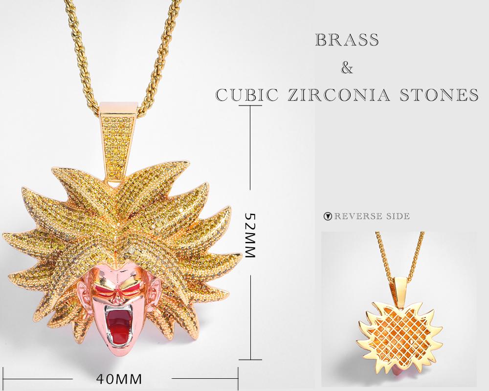14K Gold Iced Broly Pendant - Jeupeter