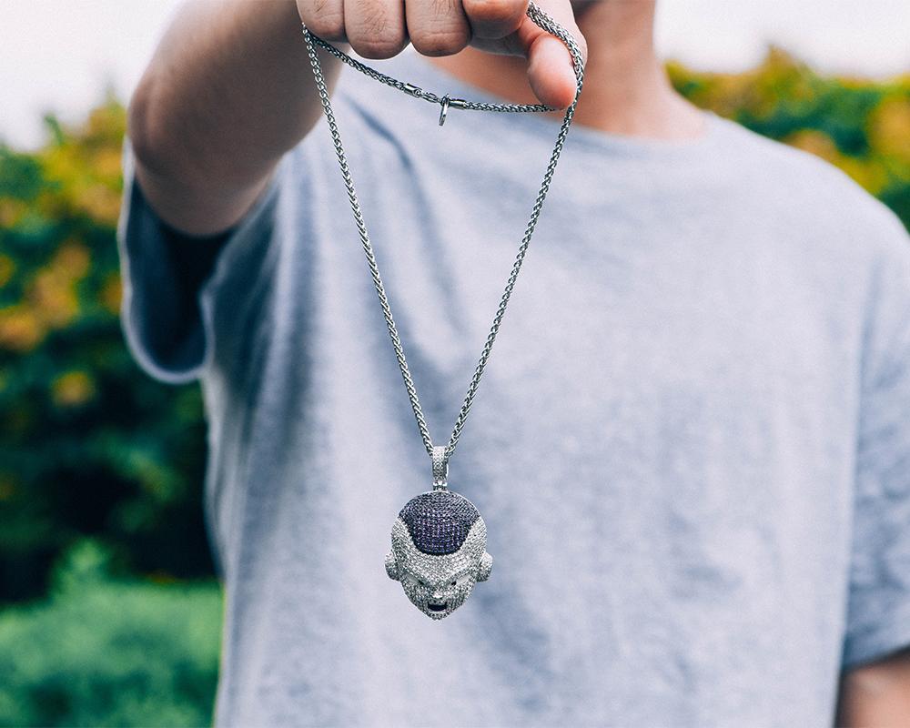 White Gold Iced Frieza Pendant - Jeupeter