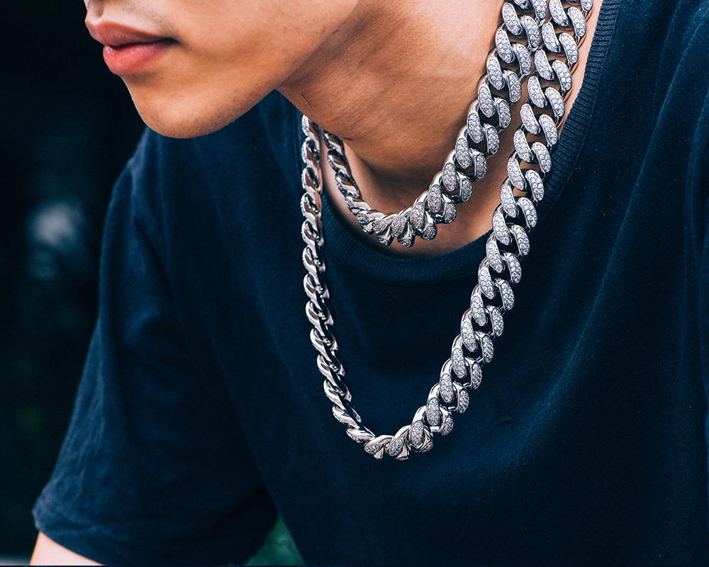19mm White Gold Iced Cuban Chain - Jeupeter