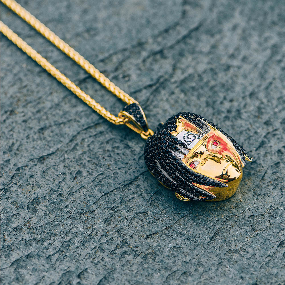 14K Gold Iced Naruto Sasuke Pendant - Jeupeter