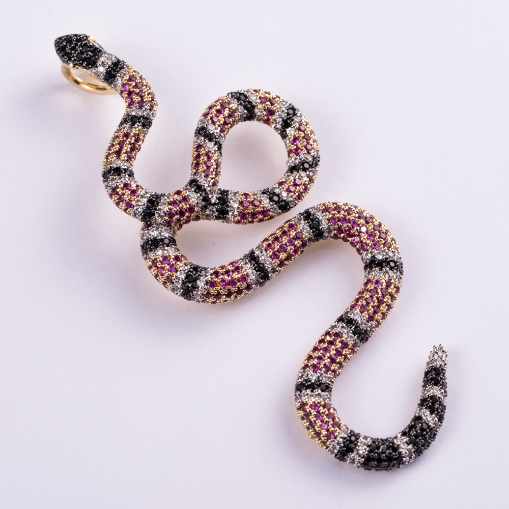 14k Gold Twisted Snake Pendant - Jeupeter