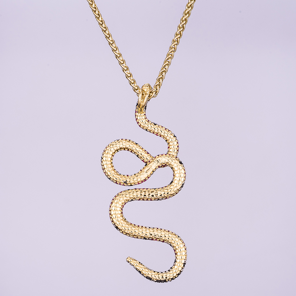 14k Gold Twisted Snake Pendant - Jeupeter