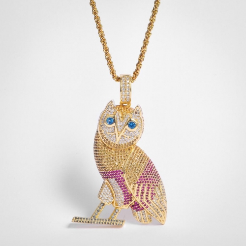 Fully Iced Out Colorful Owl Pendant - Jeupeter